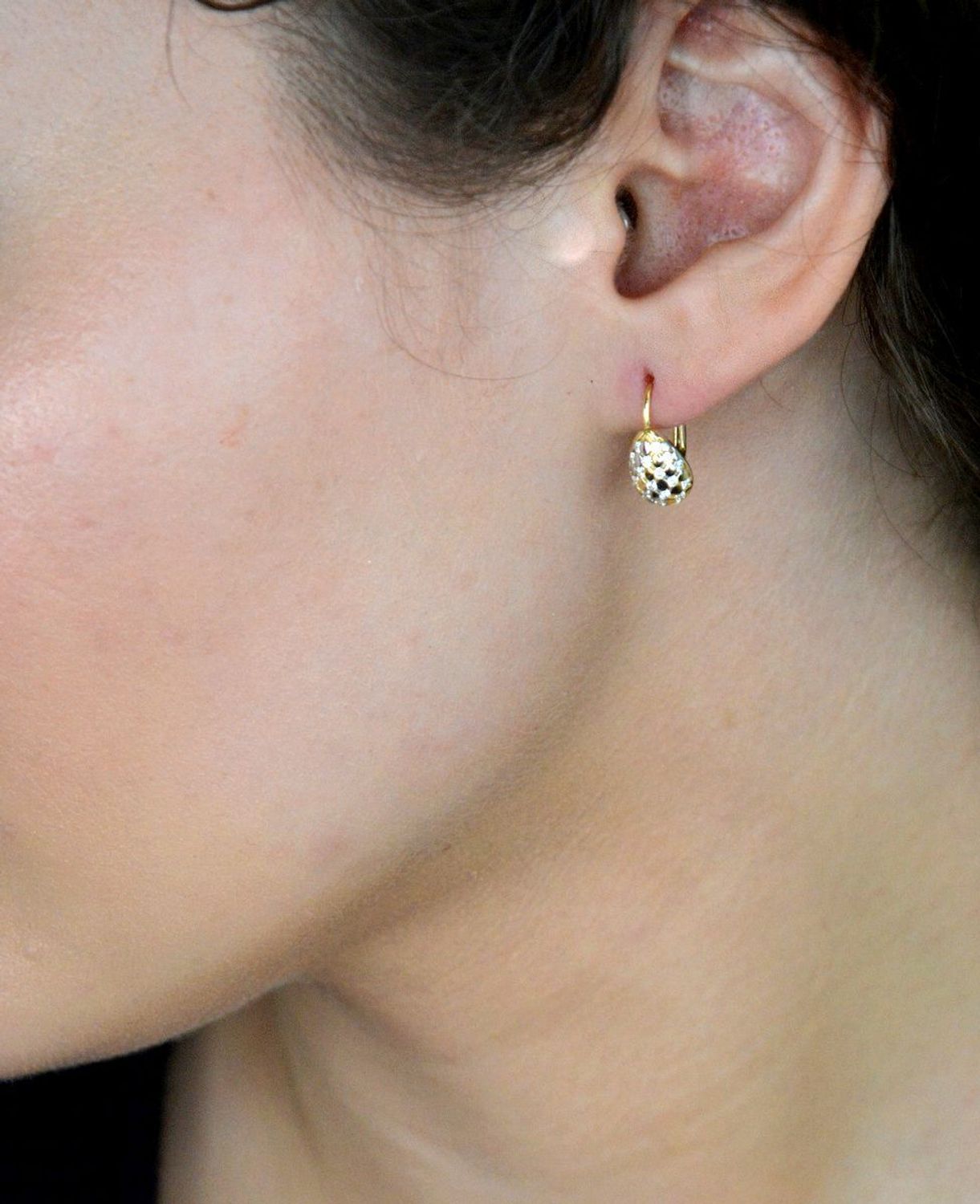 Kolczyki złote łezki w cyrkonie pr 585, KL 8185 585 Elegancka biżuteria, która doda blasku każdej stylizacji. Te złote kolczyki w kształcie delikatnych łezek, 1.jpg